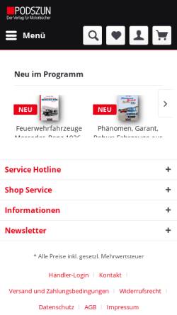 Vorschau der mobilen Webseite www.podszun-verlag.de, Podszun-Verlag