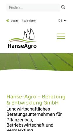 Vorschau der mobilen Webseite www.hanse-agro.de, Hanse Agro Beratung und Entwicklung GmbH