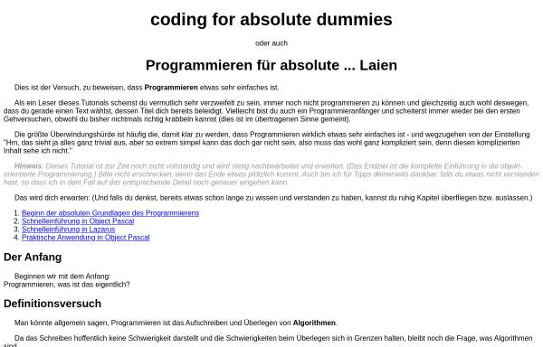 Coding for absolute dummies