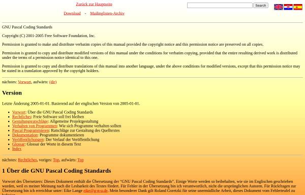 Vorschau von www.gnu-pascal.de, GNU Pascal Coding Standards