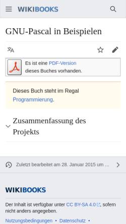 Vorschau der mobilen Webseite de.wikibooks.org, GNU-Pascal in Beispielen
