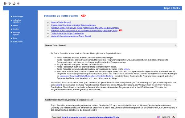 Vorschau von www.kreideholen.de, Tipps & Tricks zu Turbo Pascal