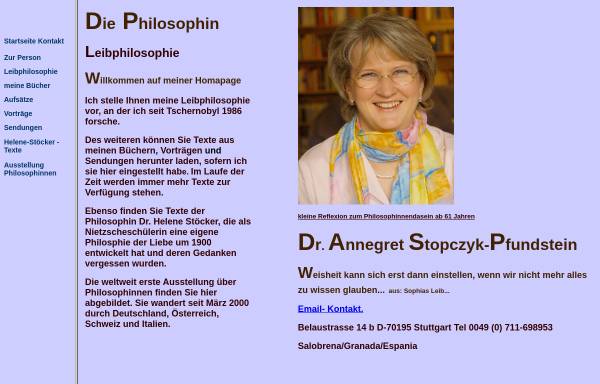 Vorschau von www.stopczyk-philosophie.de, Agentur für angewandte Ethik und Philosophie - Dr. Annegret Stopczyk-Pfundstein