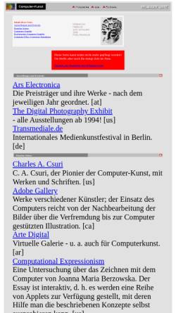 Vorschau der mobilen Webseite www.erlangerliste.de, Erlanger Liste: Computergraphik und Computerkunst