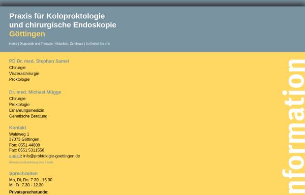 Vorschau von www.proktologie-goettingen.de, Samel, Dr. S. und Mügge, Dr. M.