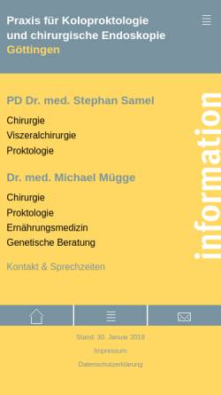 Vorschau der mobilen Webseite www.proktologie-goettingen.de, Samel, Dr. S. und Mügge, Dr. M.