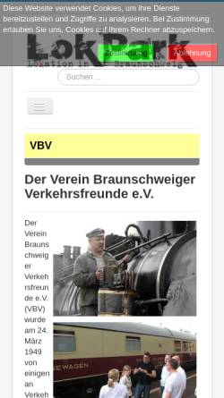 Vorschau der mobilen Webseite www.vbv-bs.de, Verein Braunschweiger Verkehrsfreunde e.V.