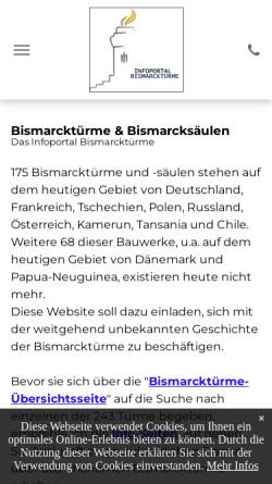 Vorschau der mobilen Webseite www.bismarcktuerme.de, Bismarcktürme