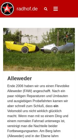 Vorschau der mobilen Webseite www.radhof.de, Alleweder und meine Umbauten