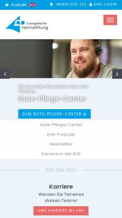 Vorschau der mobilen Webseite www.ev-heimstiftung.de, Altenhilfe-Träger in Süddeutschland