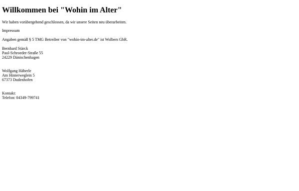 Vorschau von www.wohin-im-alter.de, Das Bewertungsportal für Pflegeheime