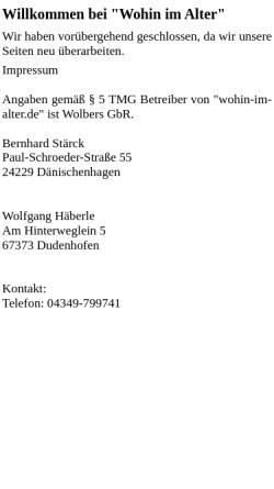 Vorschau der mobilen Webseite www.wohin-im-alter.de, Das Bewertungsportal für Pflegeheime