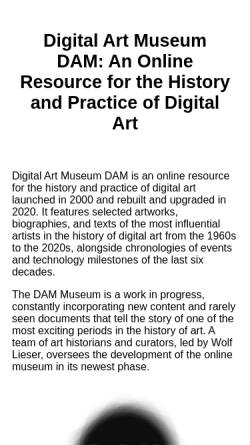 Vorschau der mobilen Webseite www.dam.org, Museum digitaler Kunst
