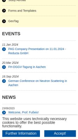 Vorschau der mobilen Webseite www.fgeo.rwth-aachen.de, Fachgruppe für Geowissenschaften und Geographie der RWTH Aachen