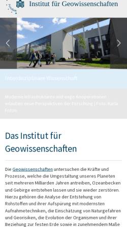 Vorschau der mobilen Webseite www.geo.uni-potsdam.de, Institut für Geowissenschaften der Universität Potsdam
