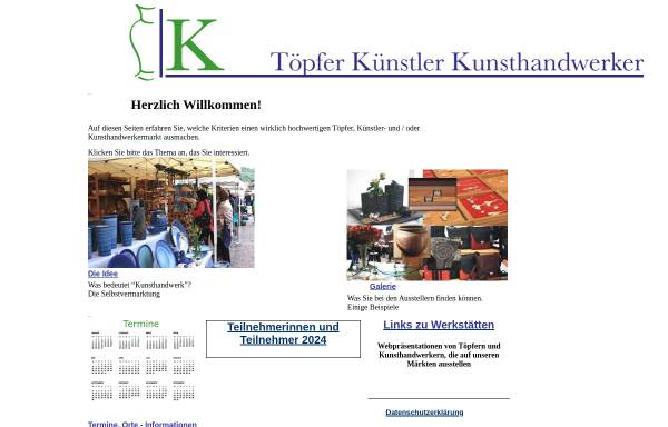 Vorschau von www.kunsthandwerkermaerkte.de, Töpfer-, Künstler-, Kunsthandwerkermärkte