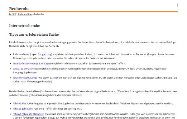 Vorschau von www.suchmaschinen-doktor.de, Dr. SEO: Internetrecherche