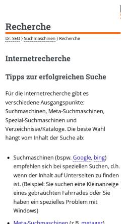 Vorschau der mobilen Webseite www.suchmaschinen-doktor.de, Dr. SEO: Internetrecherche