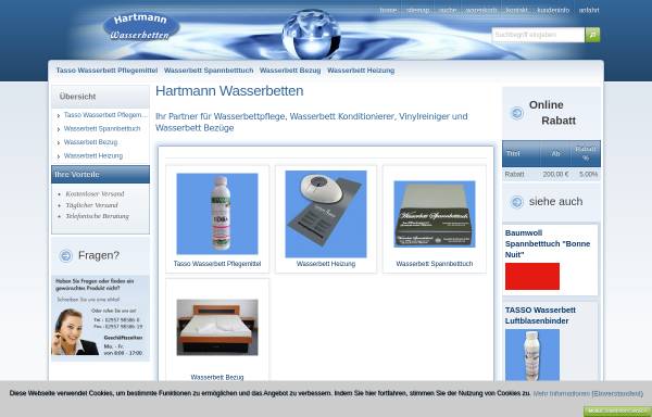 Vorschau von www.hartmann-wasserbetten.de, Hartmann Wasserbetten, Albert Hartmann