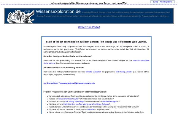 Vorschau von wissensexploration.de, Wissensexploration, Text Mining und intelligente Web Crawler