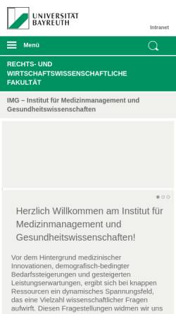 Vorschau der mobilen Webseite www.img.uni-bayreuth.de, Institut für Medizinmanagement und Gesundheitswissenschaften der Universität Bayreuth