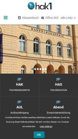 Vorschau der mobilen Webseite www.hak1.at, Bundeshandelsakademie und -schule Klagenfurt 1