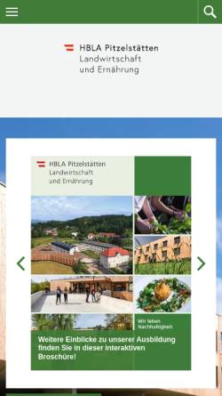 Vorschau der mobilen Webseite www.pitzelstaetten.at, Höhere Bundeslehranstalt für Land- und Ernährungswirtschaft Schloss Pitzelstätten