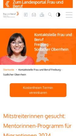 Vorschau der mobilen Webseite www.frauundberuf-freiburg.de, Kontaktstelle Frau und Beruf