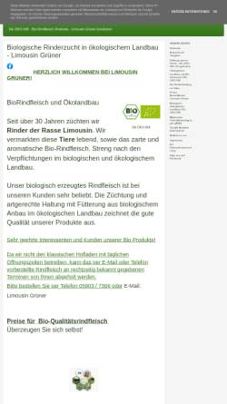 Vorschau der mobilen Webseite www.limousin-gruener.de, Limousinzucht Grüner