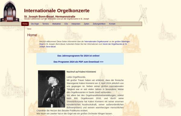 Vorschau von www.internationale-orgelkonzerte.de, Internationale Orgelkonzerte St. Joseph, Bonn-Beuel