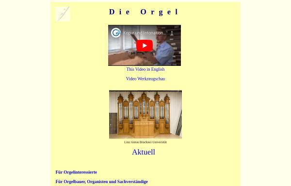 Die Orgel - Intonation, Forschung und Erläuterungen