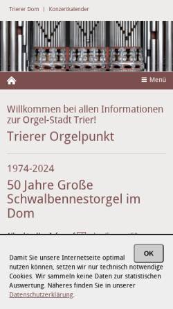 Vorschau der mobilen Webseite www.trierer-orgelpunkt.de, Orgel- und Kirchenmusik in Trier und Umgebung