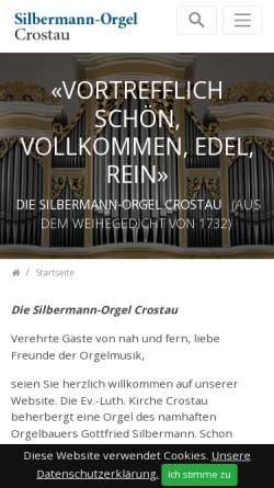 Vorschau der mobilen Webseite www.silbermannorgel-crostau.de, Silbermannorgel Crostau