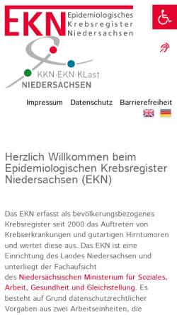 Vorschau der mobilen Webseite www.krebsregister-niedersachsen.de, Epidemiologisches Krebsregister Niedersachsen