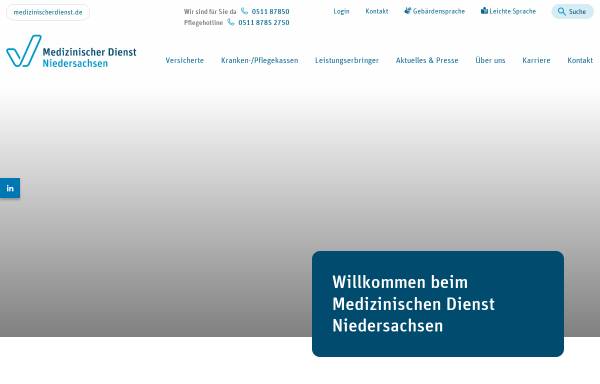 Vorschau von www.mdk-niedersachsen.de, Medizinischer Dienst der Krankenversicherung Niedersachsen