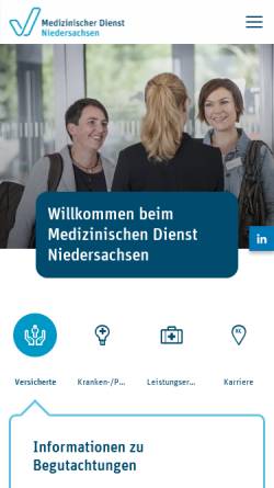 Vorschau der mobilen Webseite www.mdk-niedersachsen.de, Medizinischer Dienst der Krankenversicherung Niedersachsen