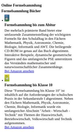 Vorschau der mobilen Webseite www.formel-sammlung.de, Formel-Sammlung.de