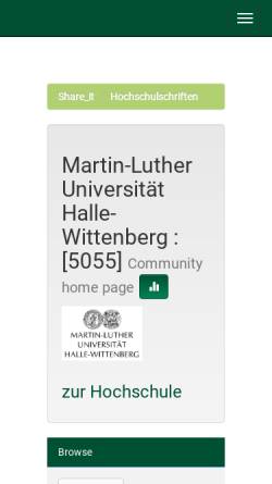 Vorschau der mobilen Webseite sundoc.bibliothek.uni-halle.de, Online-Dissertationen der Universität Halle-Wittenberg