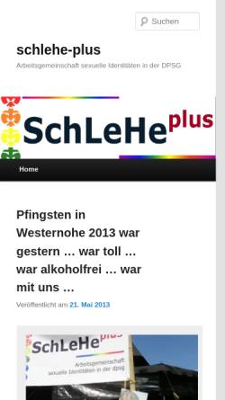 Vorschau der mobilen Webseite www.dpsg-schlehe.de, Schwule, Lesben und Heteros in der Deutschen Pfadfinderschaft Sankt Georg