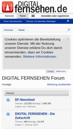 Vorschau der mobilen Webseite forum.digitalfernsehen.de, Digital Fernsehen - Forum