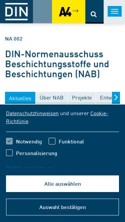 Vorschau der mobilen Webseite www.nab.din.de, Normenausschuss (NAB)