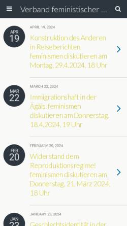 Vorschau der mobilen Webseite www.vfw.or.at, Verband feministischer Wissenschafterinnen