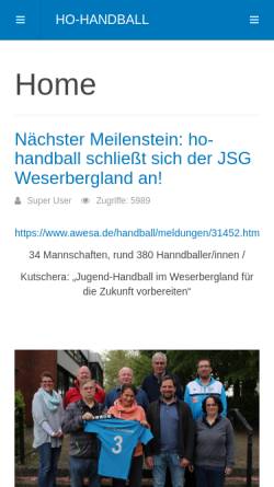 Vorschau der mobilen Webseite www.ho-handball.de, HSG Fuhlen-Hessisch Oldendorf