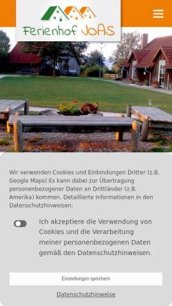 Vorschau der mobilen Webseite bauernhof-urlaub.info, Ferienhof Joas