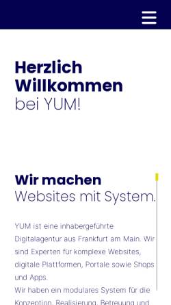 Vorschau der mobilen Webseite www.yum.de, Internetagentur YUM GmbH