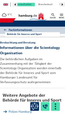 Vorschau der mobilen Webseite www.hamburg.de, Die Arbeitsgruppe Scientology der Stadt Hamburg
