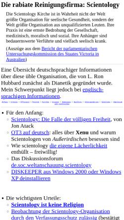 Vorschau der mobilen Webseite home.snafu.de, Die rabiate Reinigungsfirma: Scientology