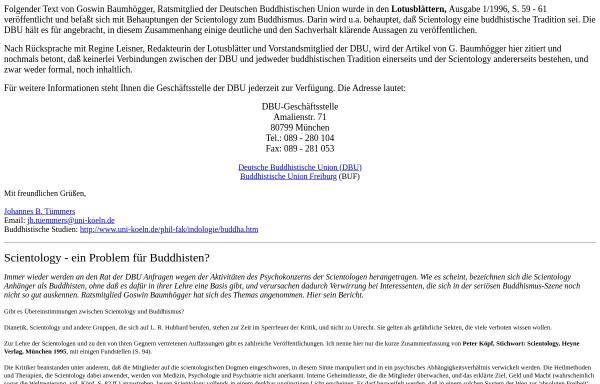 Vorschau von www.religio.de, Scientology - ein Problem für Buddhisten?