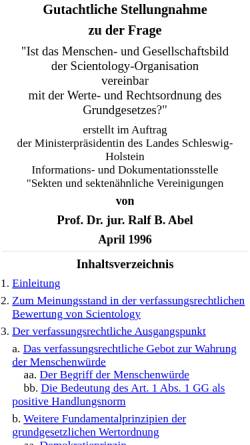 Vorschau der mobilen Webseite home.snafu.de, Scientology und das Grundgesetz