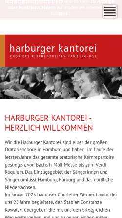 Vorschau der mobilen Webseite www.harburger-kantorei.de, Harburger Kantorei -